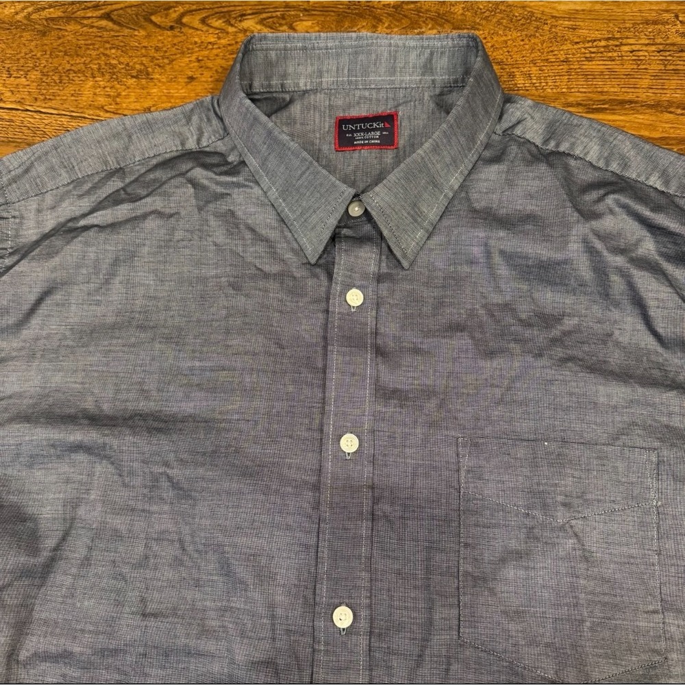 UNTUCKit Blue Work Preppy Casual Dress Long Sleeve Button Up Shirt Men's 3XL‎